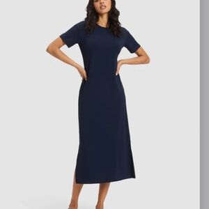Cozy Earth Brushed Bamboo Midi Dress Navy